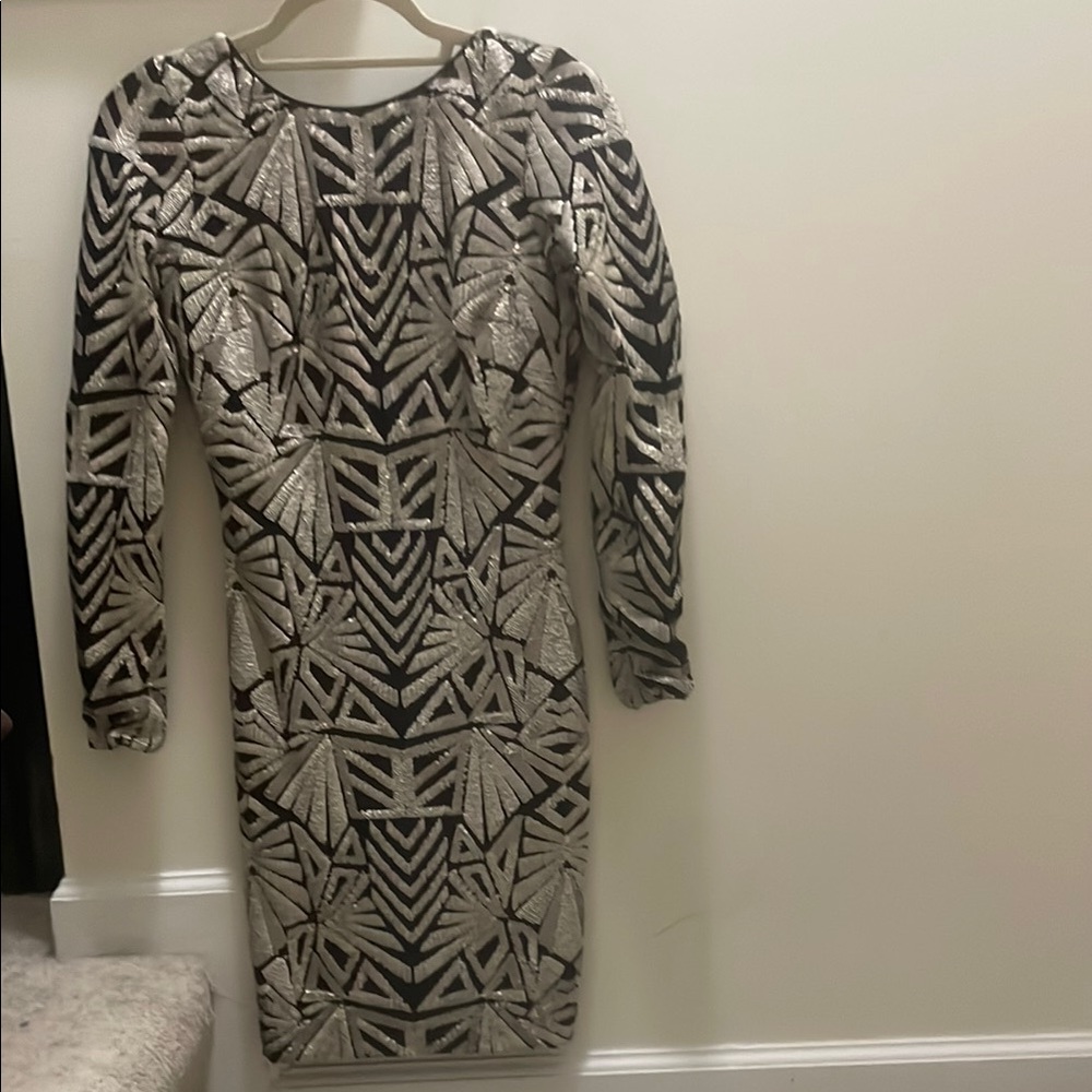 Elegant Black and Silver Geometric Dress